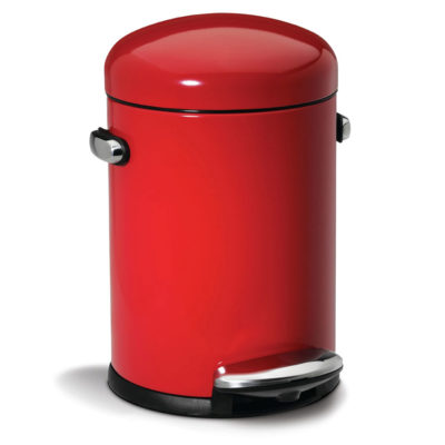 Simplehuman 4.5 Litre Round Retro Pedal Bin – Red Steel Simplehuman 4.5 Litre Round Retro Pedal Bin – Red Steel